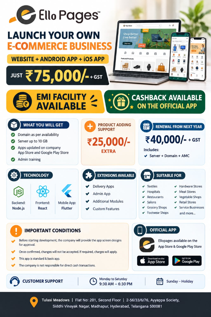Launch Your Own E-Commerce Business Package - Website + Android + iOS App